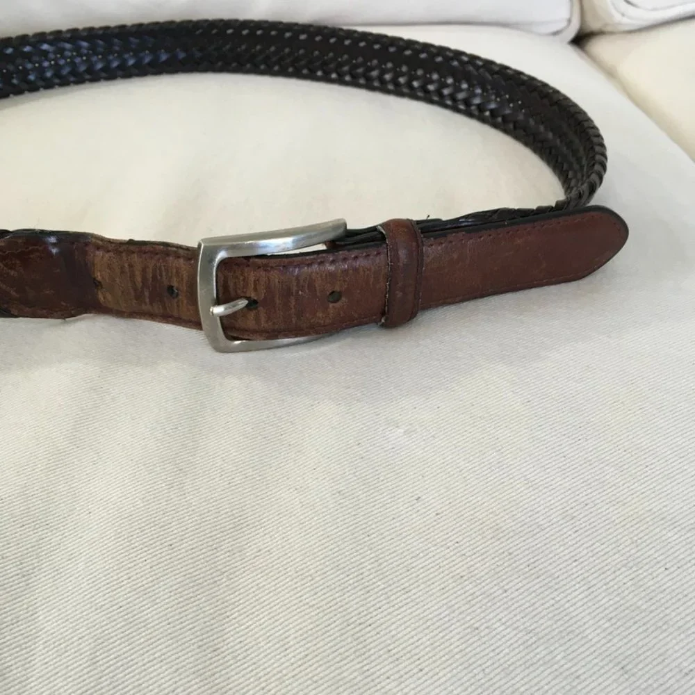 Men's Comfort stretch Braided Leather Bonded Lacing Belt Size 38/95